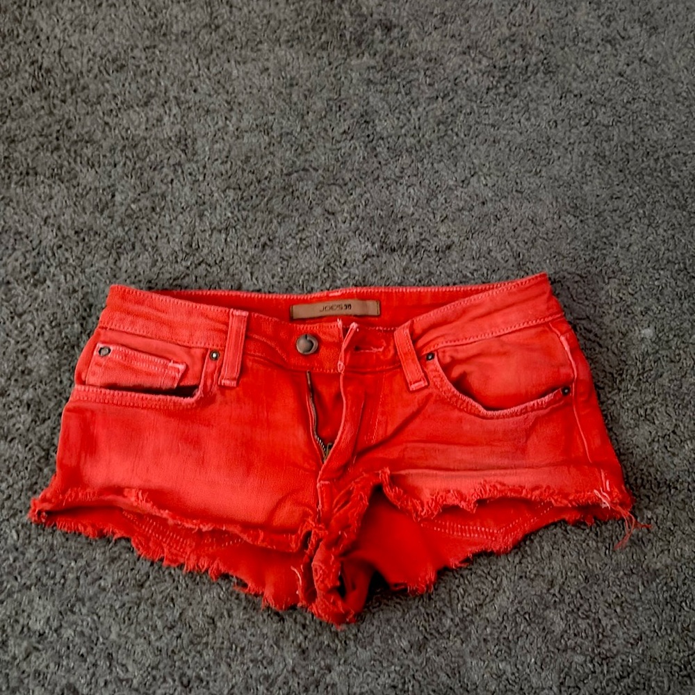 selling bright orange shorts, booty short, Y2K, good condition